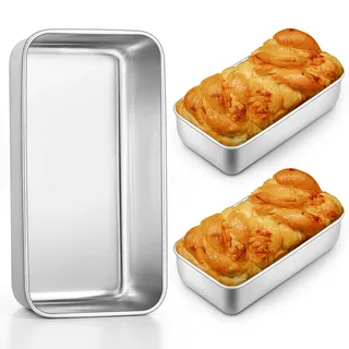 HaWare Brotbackform 3er Set, Edelstahl Kastenform Brotform, Rechteckig Toastbrot Backform Kastenbackform für Saftige Fluffige Brot/Kuchen - 23,5 x 12,6 x 6 cm, Gesund & Langlebig, Spülmaschinenfest