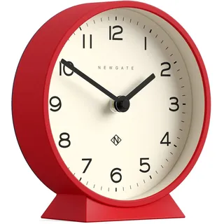 NEWGATE® M Mantel Echo kaminuhr | Modernes rundes Design | Rot | Leicht ablesbare Zahlen | Zeitgenössischer Stil für Schreibtisch, Tisch, Regal oder Nachttisch