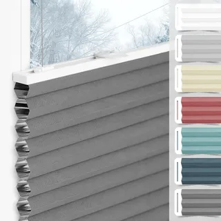bobodeco Wabenplissee Plissee ohne Bohren Verdunkelung Klemmfix Thermo Verdunklungsplissee, Grau-Weiß 70x110 cm(BxH), 100% Verdunkelnd & Sicht- & Schallschutz Wärmeisolierung für Fenster & Tür