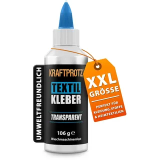 kraftprotz Textilkleber 106g, transparent, wasserfest, waschmaschinenfest