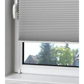 OUBO Plissee Klemmfix ohne Bohren 105 x 200 cm (B x H) Grau, Sichtschutz Uns Sonnenschutz Jalousien 105 cm Breit