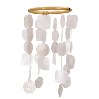 Guru-Shop Windspiel Rundes Muschel Windspiel - weiß
