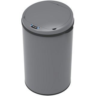SVITA Sensor-Mülleimer 30L Stahl Mülleimer mit Sensor Abfalleimer Küche Grau