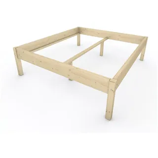 TUGA-Holztech Massivholzbett Holzbett Naturholzbett 180 x 200 cm 58 cm Bettgestell ohne Kopfteil, Br 70 80 90 100 120 140 160 180 200 Lg 200 220 H=38/48/58 cm 180 cm x 200 cm x 58 cm