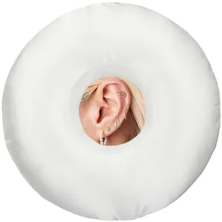 BNRendles Satin Ohrlochkissen für Seitenschläfer Seidenweiche Piercingkissen mit Ohrloch-Unterstützung Kopf-Ohr-Schmerzlinderung Druckgeschwür-Kissenschutz Elfenbein