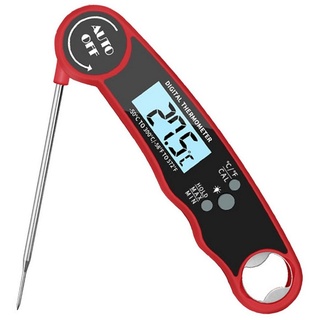 KÜLER Bratenthermometer Bratenthermometer digital Fleischthermometer Küchenthermometer, IPX6, Grillthermometer mit LCD-Bildschirm für Grill/Fleisch/Öl rot