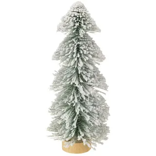 Posiwio Künstlicher Weihnachtsbaum Mini Deko-Weihnachtsbaum mit LED Beleuchtung und Beschneiten grün