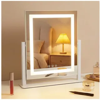 Nettlife Schminkspiegel Beleuchtung 30x40cm Hollywood Spiegel LED Touch-Dimmer 3 Lichtmodi, dimmbar Kosmetikspiegel mit Licht für Tisch Vanity Mirror klein weiß