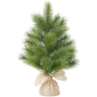 Black Box Künstlicher Mini Tannenbaum Glendon Burlap im Jutesack 45 cm Grün 26 Zweige - Weihnachtsbaum klein - Christbaum - Kunsttanne