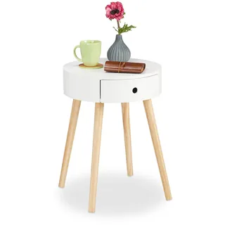 Beistelltisch weiß Nachttisch skandinavisch Tisch mit Schublade 4,5 kg MDF