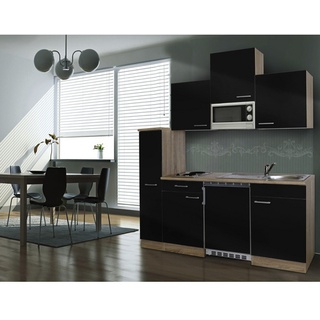 RESPEKTA Singleküche »KB180ESGMIC«, mit E-Geräten, Gesamtbreite: 180 cm - schwarz