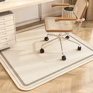 Highdi Bodenschutzmatte Bürostuhl, Retro Bürostuhl Unterlage Kratzfest rutschfest Bodenmatte Stuhlunterlage Bürostuhlunterlage Schreibtischstuhl Unterlage Teppich (Creme,100x120cm)