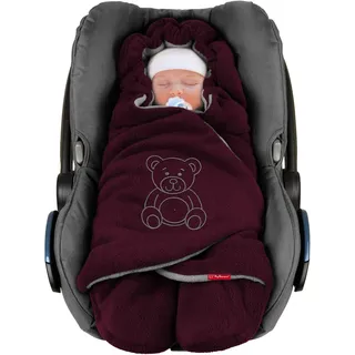 ByBoom Einschlagdecke Babyschale Winter - Herbst - Frühling, 'Die Decke' seit 2009, Maxi Komfort - Cosi Bella, Aubergine/Grau