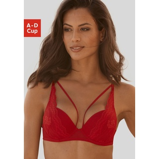 Push-up-BH S.OLIVER Gr. 80, Cup C, rot Damen BHs Bügel-BHs mit Spitze und Bänder-Optik, Dessous