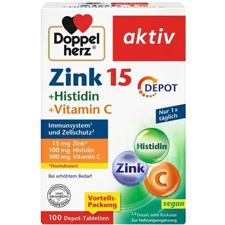 Doppelherz Aktiv Zink 15 + Histidin + Vitamin C Depot Tabletten 100 St.