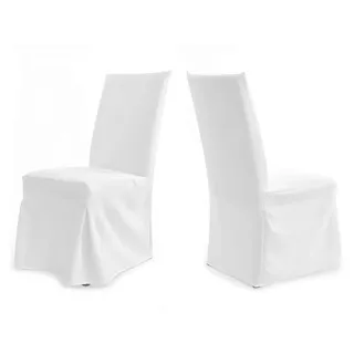 TexDeko Universal Stuhlhussen für extra hohe Lehne bis 112cm - Paris Plus (Weiss)