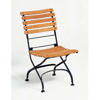 Weishäupl Classic Stapelstuhl Teak Latten geschwungen/Band-und Rundstahl verzinkt - Dunkelgrün