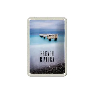 Femer GmbH Metallschild Reise 12x18cm French Riviera Urlaub Poster Retro Schild, (1 St), gewölbte Oberfläche, abgerundete Ecken, umgeschlagene Kanten