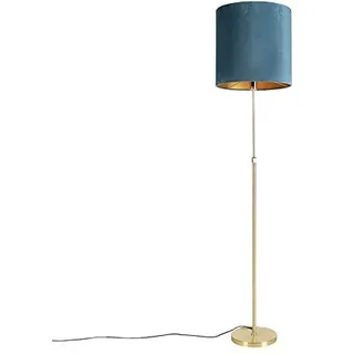 Qazqa Klassisch Stehleuchte mit Schirm, Stehlampe - Parte Fl - Blau, max. 60W, Geeignet für LED, 186.5cm, Ideal als Flur, Küche lampe, Schlafzimmerlampe und Wohnzimmerlampe