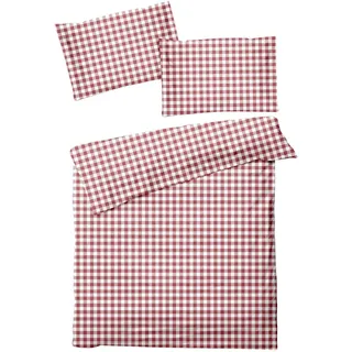 Traumschlaf Feinbiber Karo Rot 160 x 210 cm + 65 x 100 cm