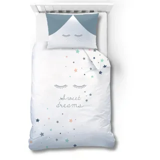Kinderbettwäsche Biber/Flanell · Baby-Bettwäsche "Little Star" weich & kuschelig für Mädchen und Jungen · 100% Baumwolle · Sterne, Sweet Dreams · Bettbezug 100x135 + Kissenbezug 40x60 cm - Wintermotiv