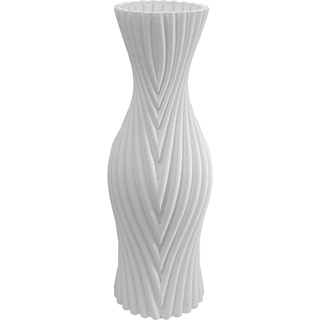 Kare Design Vase Akira, weiß, Blumenvase, Dekorationsvase, Gefäß für Blumen, Tischvase, 50cm