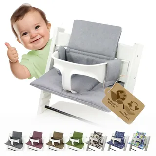 BAMBINIWELT Ersatzbezug, Kissen-Set für Hochstuhl Kinderstuhl Stokke Tripp Trapp, Sitzverkleinerer, ORG. hellgrau - Hellgrau