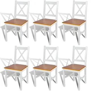 vidaXL Esszimmerstuhl Kiefernholz weiß 6er Set