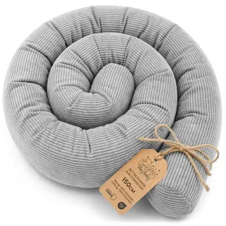 Totsy Baby Seitenschläferkissen Bettschlange Body Pillow 150 cm Cordstoff - Kopfkissen lang Bettrolle Schlafkissen Nackenrolle Zertifikat Grau C