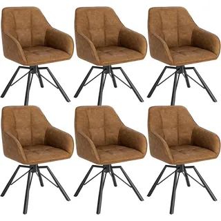 Woltu Polsterstuhl Kunstleder braun 6er Set