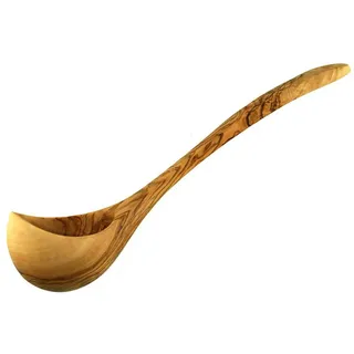 Olivenholz-erleben Schöpflöffel Suppenkelle aus naturbelassenem Olivenholz, Länge 30 cm, Naturprodukt, geschmacksneutral braun