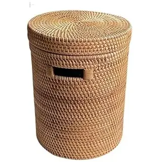 YSJX Aufbewahrungszubehör für Küche&Schlafzimmer 1 Packung Herbst Rattan Gewebt Handgemacht Gewebter Eimer Schlafzimmer Wohnzimmer Spielzeug Bücher Literatur und Kunst Runder Nachttisch Kleiner Aufbew