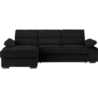 Cantus Ecksofa, Schwarz, Kunststoff, Uni, 3-Sitzer, Ottomane links, L-Form, 258x166 cm, Typenauswahl, Stoffauswahl, seitenverkehrt erhältlich, Hocker erhältlich, Wohnzimmer, Sofas & Couches, Wohnlandschaften, Ecksofas