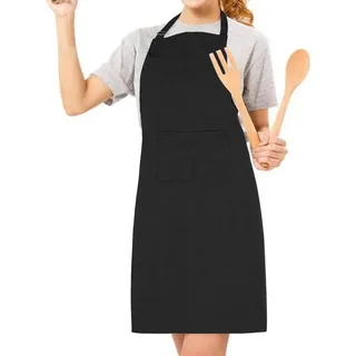 LuxusKollektion Kochschürze Kochschürze Baumwolle Grillschürze Herren Damen Jungen Schwarz schwarz