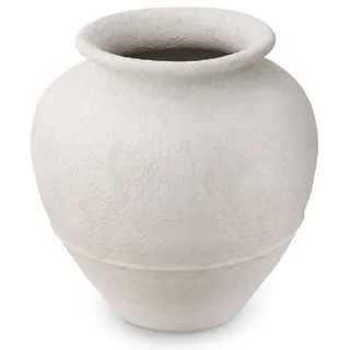 Casa Padrino Luxus Tonvase Matt Weiß Ø 45 x H. 54 cm - Handgefertigte Runde Deko Vase - Wohnzimmer Deko - Garten Deko - Deko Accessoires