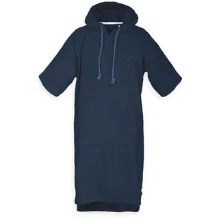 Tom Tailor Surf Poncho für Damen und Herren, S-M, 100% Baumwolle/ Frottier, Badeponcho mit Kapuze, Bauchtasche und Logostickerei, Blau (Dark Navy)
