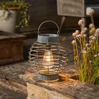 Pflanzen-Kölle Solarleuchte Rattan Ø23 cm grau
