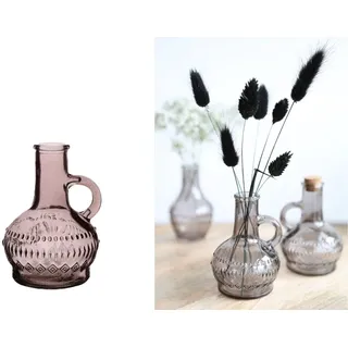 NaDeco Glasvase klein 'Lille', Höhe 10cm, Durchmesser 7 cm, viele Farben zur Auswahl | Glasflasche | Bunte Dekoflasche | Kleine Glas-Flaschen | Kleine Deko-Vasen | Deko-Blumenvase, Farbe:Grau