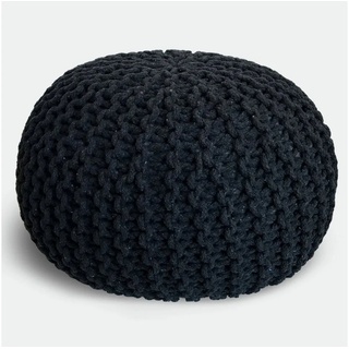 Casamia Pouf Pouf Ø 55 o. 45 cm Strickhocker Sitzpouf Bodenkissen für Innen Indoor schwarz