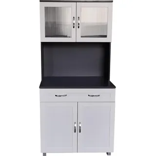 Hti-Living Küchenbuffet mit Glasteil  Grau/Weiß