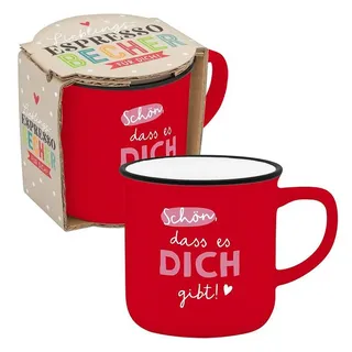 Sheepworld Tasse Espressotasse Espresso Kaffee Tasse Emailleoptik Geschenk Sheepworld, Porzellan rot