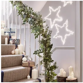 Lights4fun LED-Girlande 2m weißen Beeren Weihnachtsgirlande mit Beleuchtung, Weihnachtsbeleuchtung, Länge: 2m