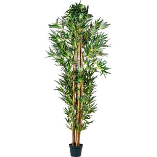 Kunstbaum Künstlicher Bambus Strauch Kunstbambus Deko Bambus Bambus, PLANTASIA, Höhe 160,00 cm, Echtholzstamm, Größenwahl von 160cm - 220 cm grün 160,00 cm