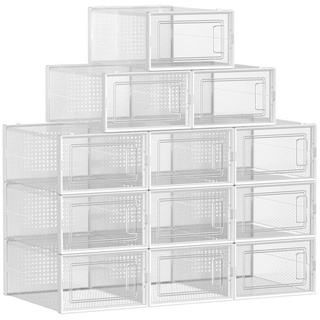 SONGMICS Schuhbox Aufbewahrungsboxen (12 St), Schuh-Organizer, 33,3x23x14 cm weiß