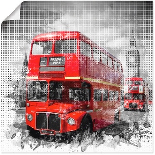Artland Wandbild London Westminster Rote Busse, Auto (1 St), als Poster in verschied. Größen rot 30 cm x 30 cm