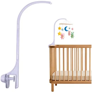 Mobile Baby Halterung aus Kunststoff, Halterung Mobile Babybett und Mobile Halterung Wickeltisch in Naturweiß, Sicher und Stabil für Spieluhren, Windspiele und Babyzimmer-Deko
