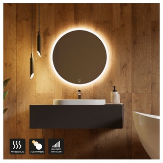 HOME DELUXE Badspiegel LED-Spiegel Rund EMMI & SILA (Beschlagfrei, Dimmbar & Energiesparend), Wandspiegel, Badspiegel, Badezimmerspiegel, Kosmetikspiegel Ø 80 cm