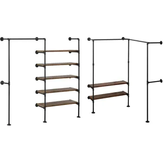 WOLTU industrielle Kleiderstange Wand, Garderobe für begehbaren Kleiderschrank, Kleiderständer mit Regal,für Schlafzimmer Ankleidezimmer