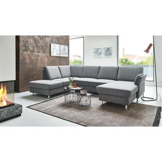 Wohnlandschaft Ecksofa Eckcouch Polsterecke Valeria Stoff steel grau Federkern