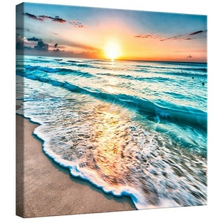Leinwandbild  (Strand bei Sonnenuntergang, B x H: 80 x 80 cm)